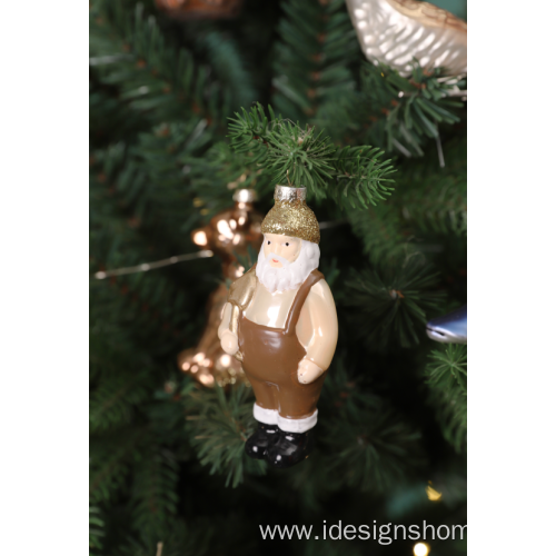 Christmas Ornaments Santa Christmas W/Gifts Glass Blown